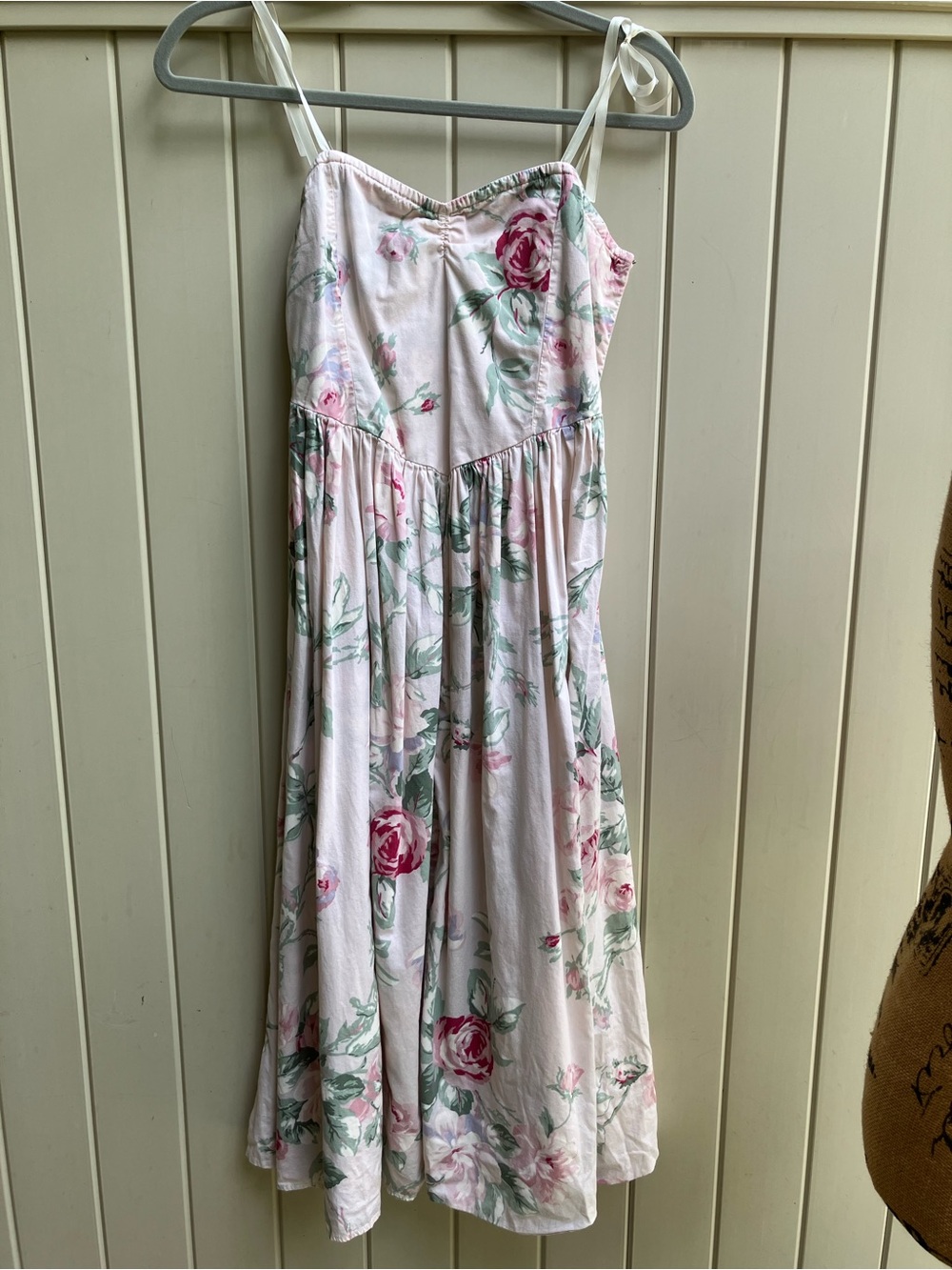 Floral strapless sweetheart basque waist 90s style dress small western festival - Picture 7 of 11
